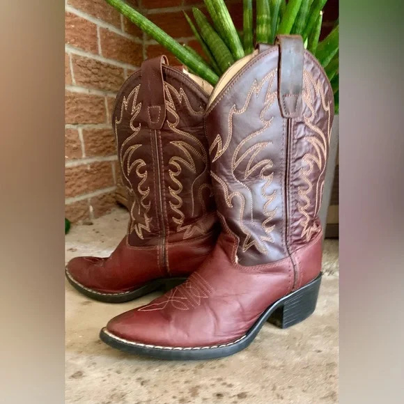 Old West Child size 10  Cowboy Boots Leather - Picture 6 of 11